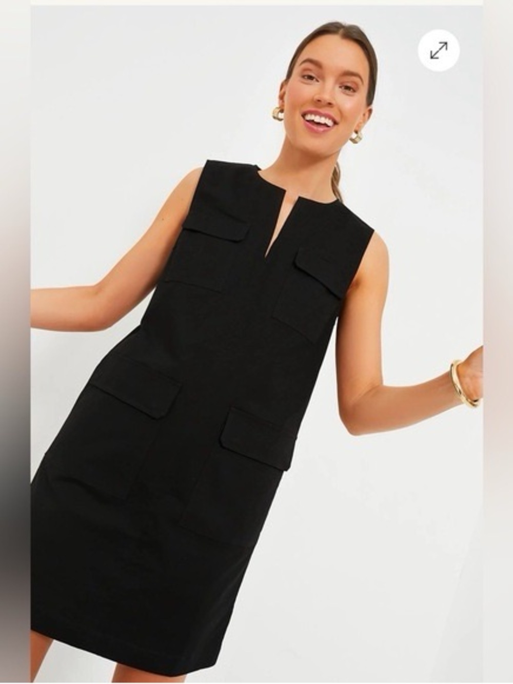 NWT Tuckernuck Black Sleeveless Sydney Dress with 4 Patch Pockets, Size S